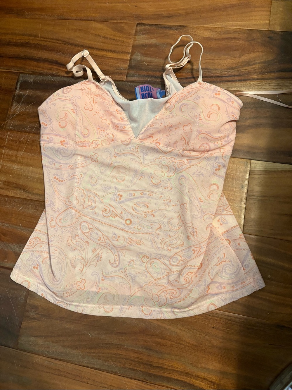 Blue Riot XO Paisley Corset Bustier Cami Top Pink Pastel Y2K Size L (664)